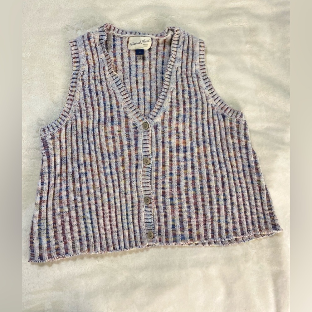 Universal Thread Knit Vest Womens XS Cotton Blend Multi Colored Boho Sleeveless